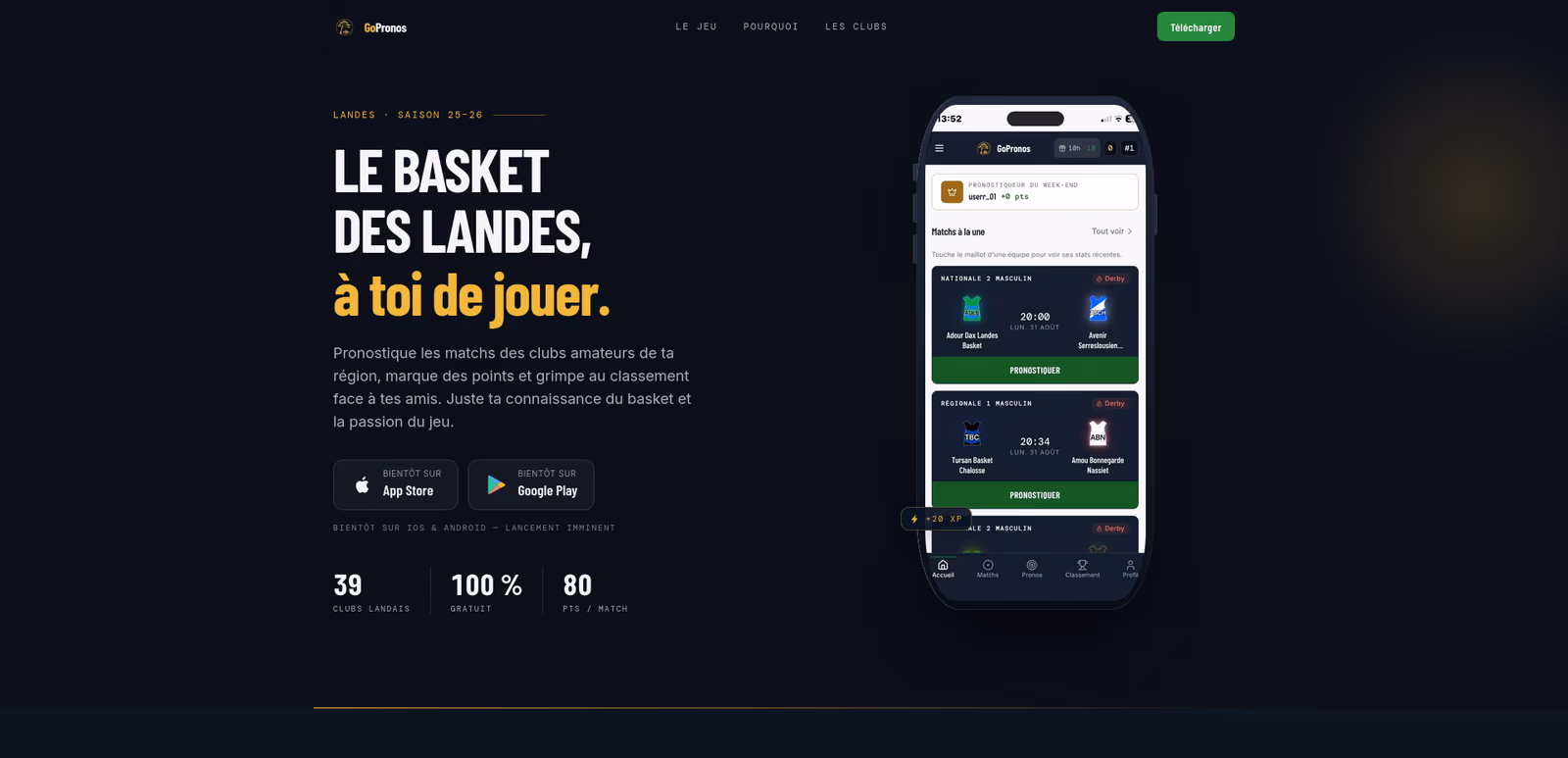 Image de la landing page de GoPronos